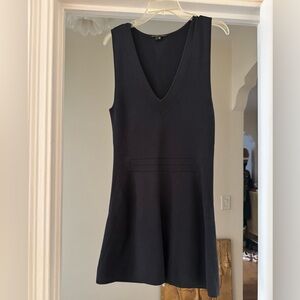 Theyskens' Theory- Navy V-neck Silk-Cotton blend Dress - size Small